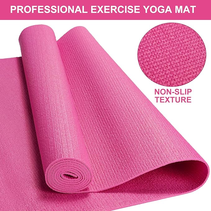 Funtery 24 Pcs 3 mm Thick Yoga Mat Exercise Workout Mat Non Slip Fitness Yoga Pad for Women Gym Home Yoga Pilates