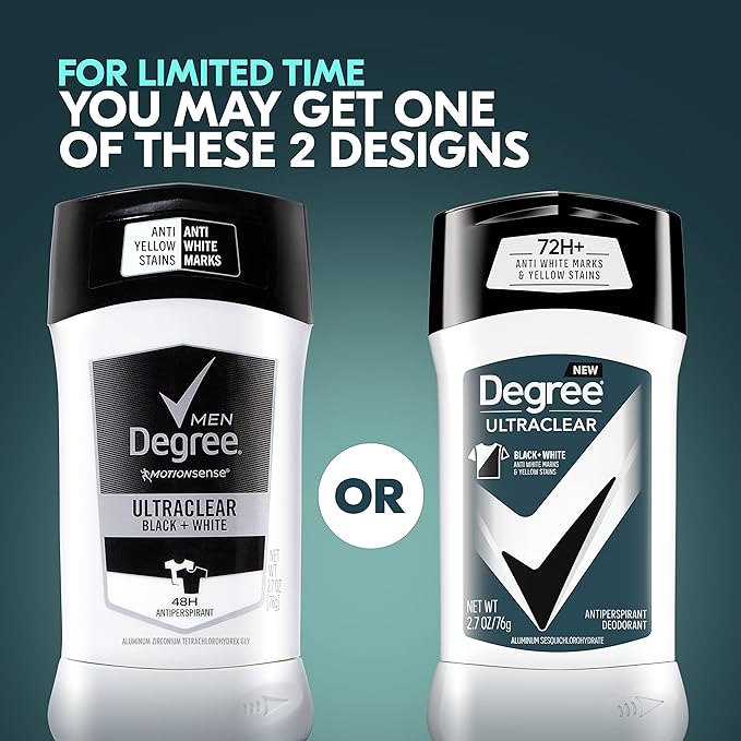 Degree Men UltraClear Antiperspirant Deodorant Black + White 4 count 72-Hour Sweat & Men Antiperspirant Deodorant Adventure 4 Count For Freshness and Odor Protection