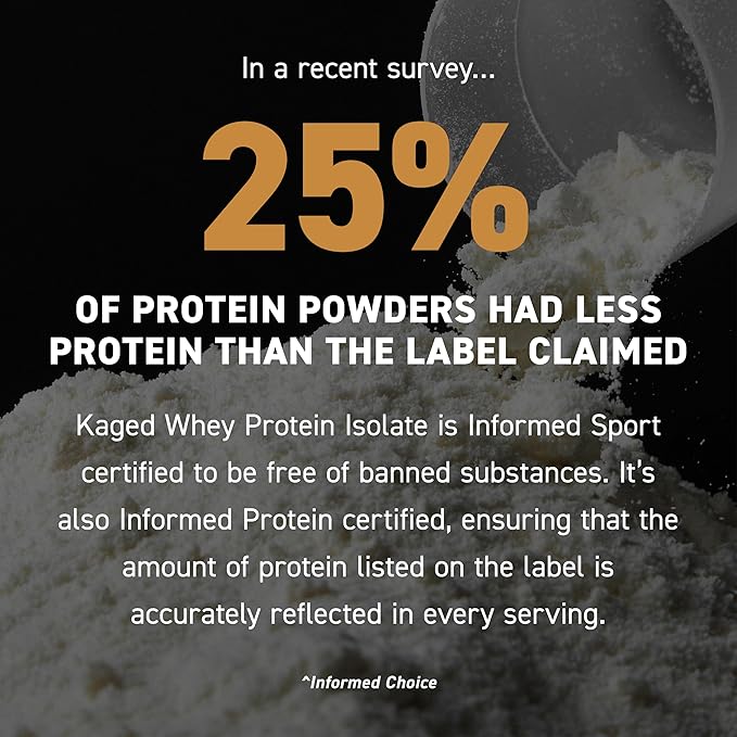 Kaged Whey Protein Isolate Powder Vanilla 100% Pure Low Lactose Whey Post Workout Recovery Drink Supports Muscle-Building 25g per Serving 41 Servings