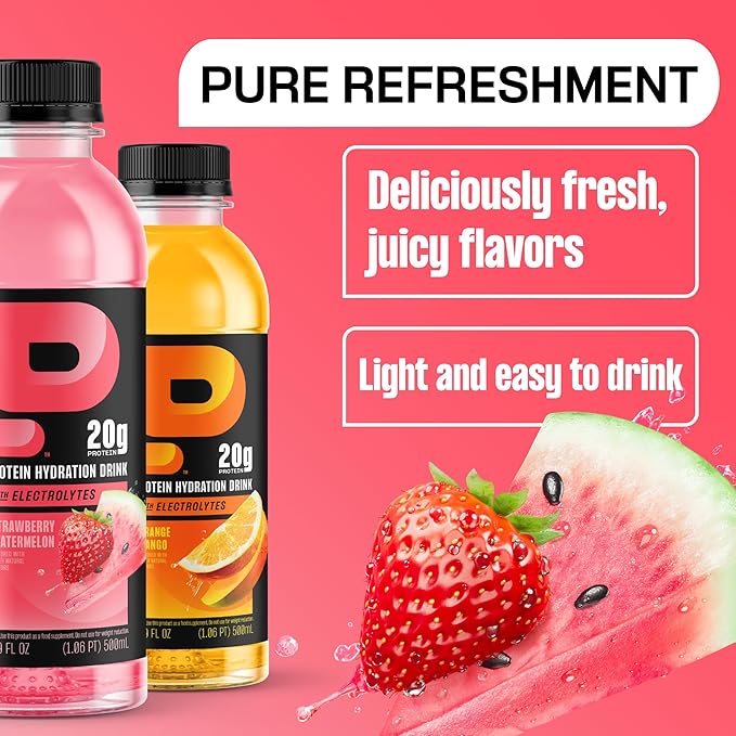 Protein2o Hydration Drink - 2-in-1 Liquid Clear Whey Protein Isolate and Electrolyte Drink - 20g Protein, Vitamins B5, B6 - Post-Workout Recovery - 16.9 Fl Oz - 12 Count Variety Pack