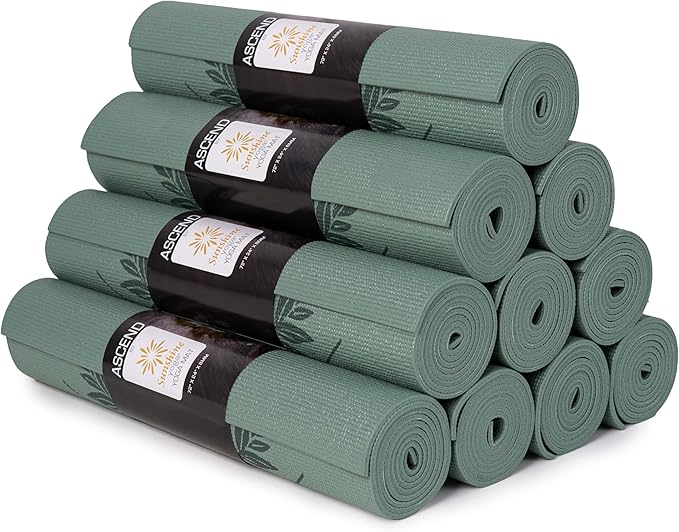 Sunshine Yoga 4 or 10 Pack Ascend Yoga Mat - 72" x 24" x 6mm Non-Slip Exercise Mat - Tear-Resistant, Non-Toxic Workout Mats for Pilates, Home, Studio, Fitness, Gym, Training, Floor Stretching
