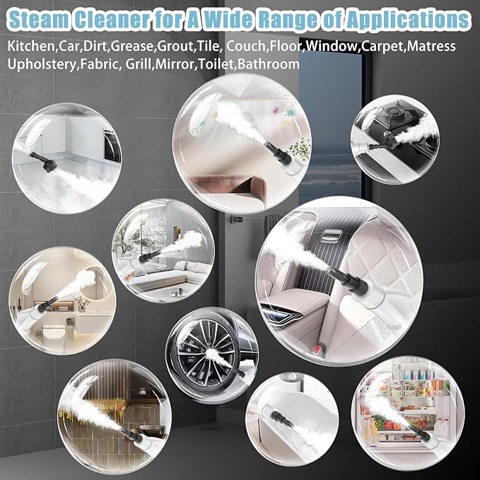 Handheld Steam Cleaner with Touch Screen, Portable Steamer for Cleaning, Hand Held Steamer Cleaner, Pressurized Hand Steam Cleaner for Home Car Detailing Walls Grout Couch Tile Carpet, White