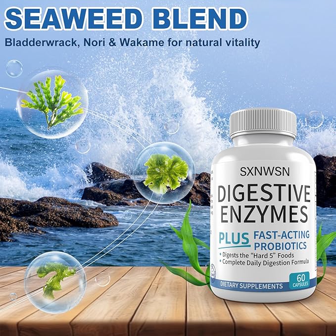 Digestive Enzymes with Probiotics & Prebiotics – Supports Gut Health & Nutrient Absorption – Promotes with Digestion – Plant-Based, 60 Capsules