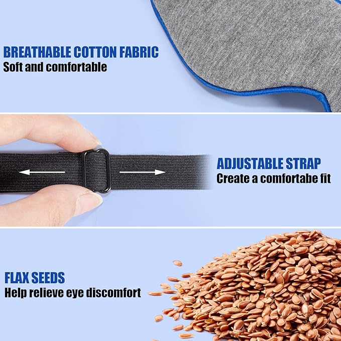 Heated Eye Mask, Dry Eye Mask Heat Eye Compress with Flaxseed, Warm Eye Compress Heating Pad with Temperature Timer Control for Sleep, Blepharitis, Dark Circles, MGD, Puffy Eyes