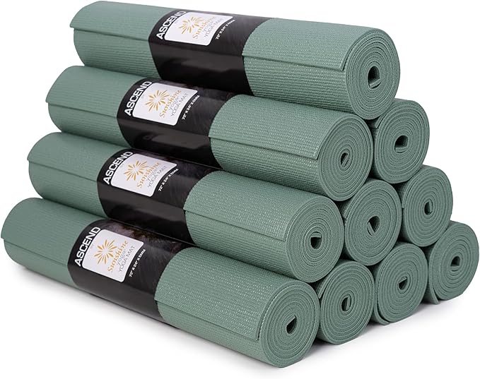 Sunshine Yoga 4 or 10 Pack Ascend Yoga Mat - 72" x 24" x 6mm Non-Slip Exercise Mat - Tear-Resistant, Non-Toxic Workout Mats for Pilates, Home, Studio, Fitness, Gym, Training, Floor Stretching