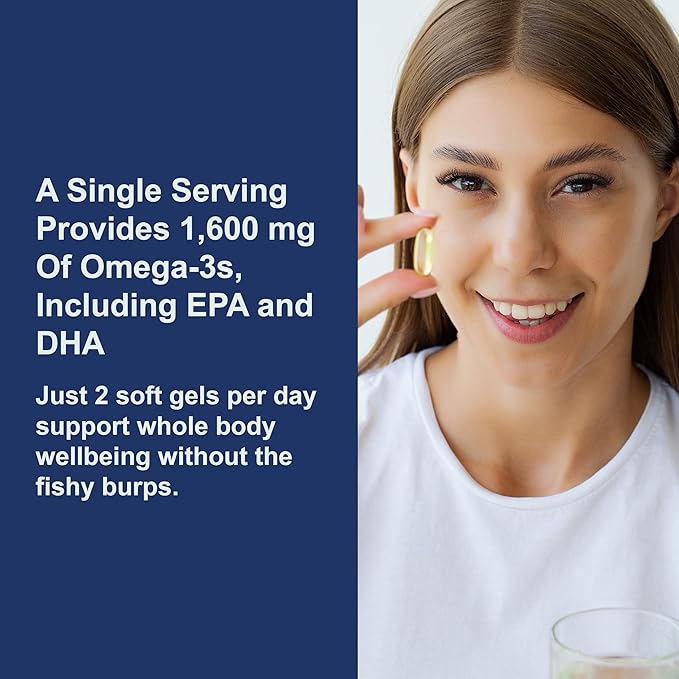 Carlson Elite Omega-3 Gems 1600 mg Omega 3 Fatty Acids Including EPA and DHA, Norwegian, Wild-Caught Fish Oil Supplement, Sustainably Sourced Fish Oil Capsules, Lemon - 60 Softgels