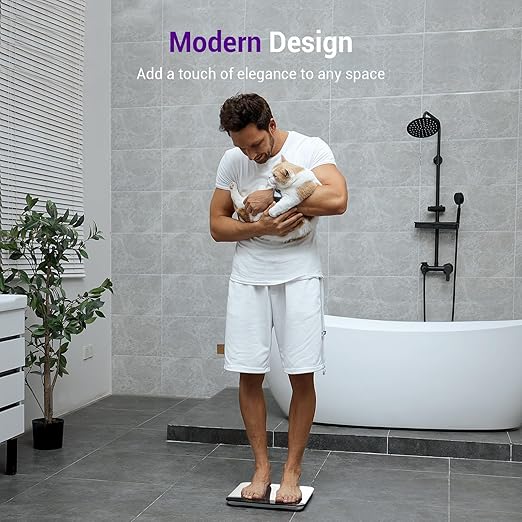 Scale for Body Weight, Highly Accurate 450lb Digital Bathroom Scales for People, Automatic Weighing Machine for Baby, Pet, Light Items, Large LED, Sturdy and Durable Base, White