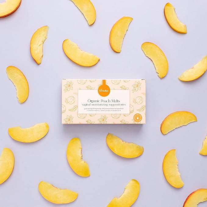 Femallay Organic Vaginal Moisturizing Suppository Melts - 100% Natural Suppositories for Vaginal Odor and Dryness Relief, Ultra-Hydrating Fast-Acting Comfort (Peach- 2 Pack)
