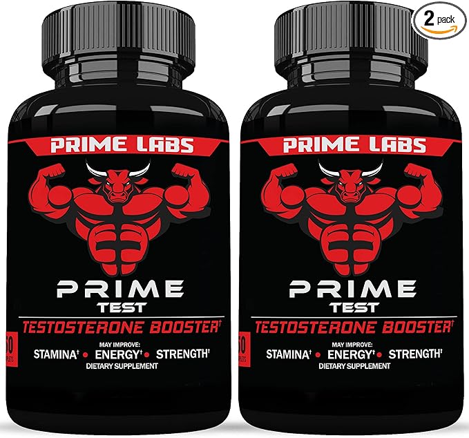 Prime Labs Testosterone Supplement for Men (2-Pack) - Stamina, Endurance, Energy, & Strength - Men's Testosterone Booster & Workout Supplement - 120 Caplets