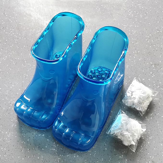 Foot Bath Soak Tub Shoes of Water Saving, A Pair of Portable Spa Soak for Foot Care, Milk Bath Wash, Foot Massager Spa for Women and Men, Water Saving Toenail Soaking Bowl(Large, Blue,2PCS)