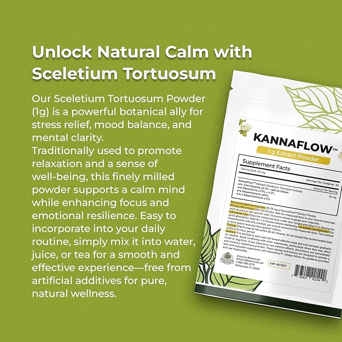 Kanna Extract Powder, Premium Lab Refined Sceletium Tortuosum Extract | 5.5% Active Alkaloids, 80% Mesembrine - 25mg Alkaloid-rich extract - Includes dosing Spoon - (1 Gram) 40 servings