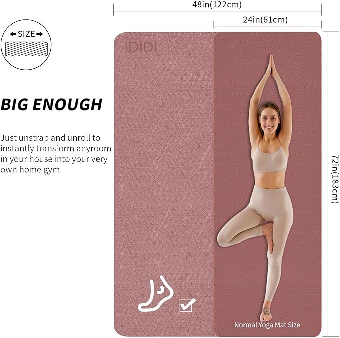 8mm Large Yoga Mat (6'x 4') - Extra Long and Wide 72 x 48 x 0.32 inches, Non-Slip POE Fitness Mat, Eco-Friendly, Thick Wide Exercise Mat for Home Workouts,Ideal for Yoga and Pilates.