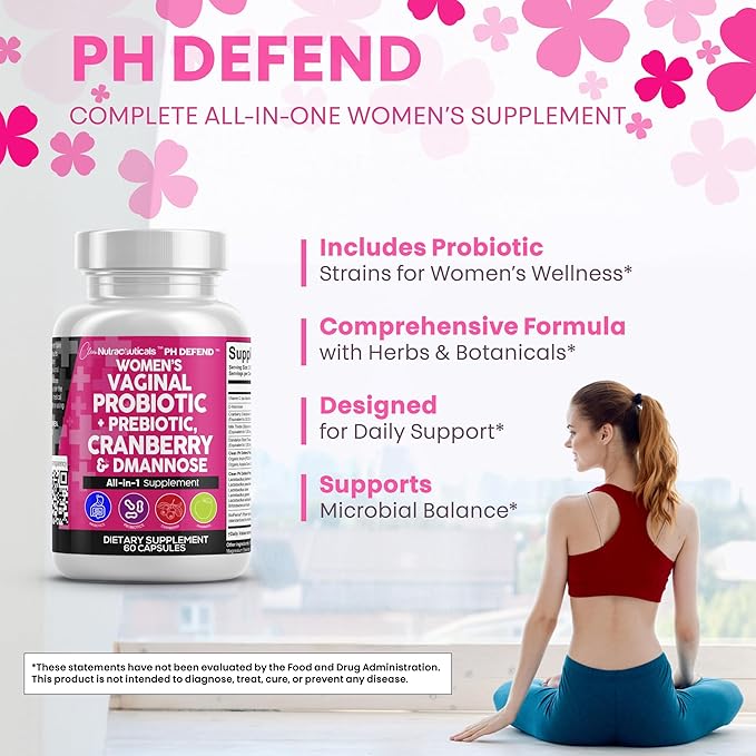 Clean Nutraceuticals Vaginal Probiotics for Women + Prebiotics 20 Billion Cranberry Pills w D-Mannose 500 mg for Urinary Tract Health pH Balance - for Vaginal Health Supplements Pills - 2Pack