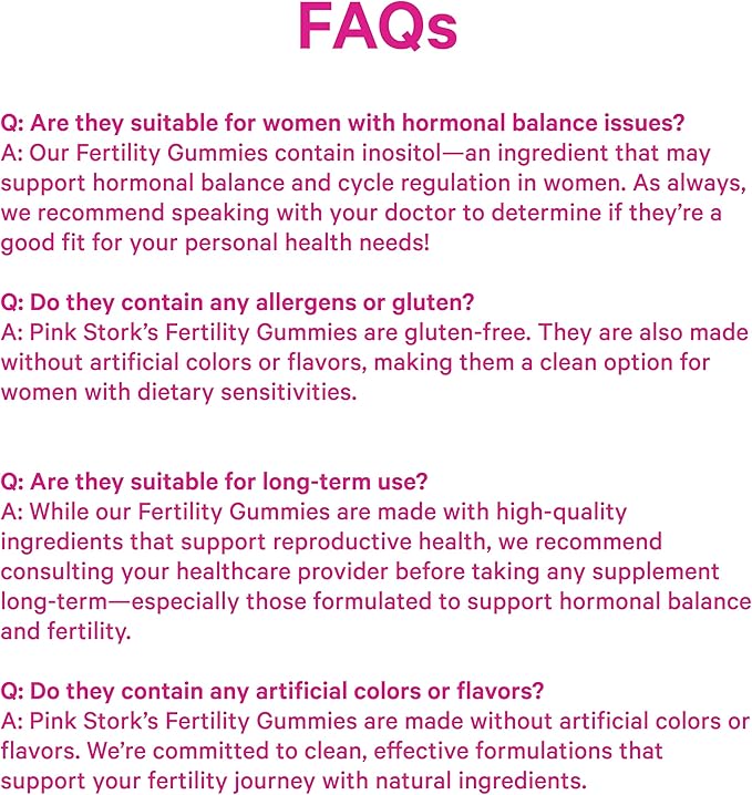 Pink Stork Fertility Gummies for Women – Pineapple Mango Flavor, Conception Support with Myo-Inositol, CoQ10, Folate, Zinc, Vitamin D, B6, B12 – Hormonal & Reproductive Health Supplement – 60 Gummies
