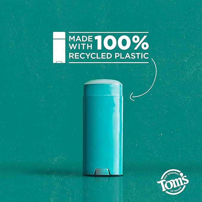 Tom’s of Maine Clean Coast Aluminum Free Natural Deodorant For Women & Men | Goes on Clear | Odor & Wetness Protection | Naturally Derived and Moisture-Locking Ingredients | 3.25 oz (2 Pack)