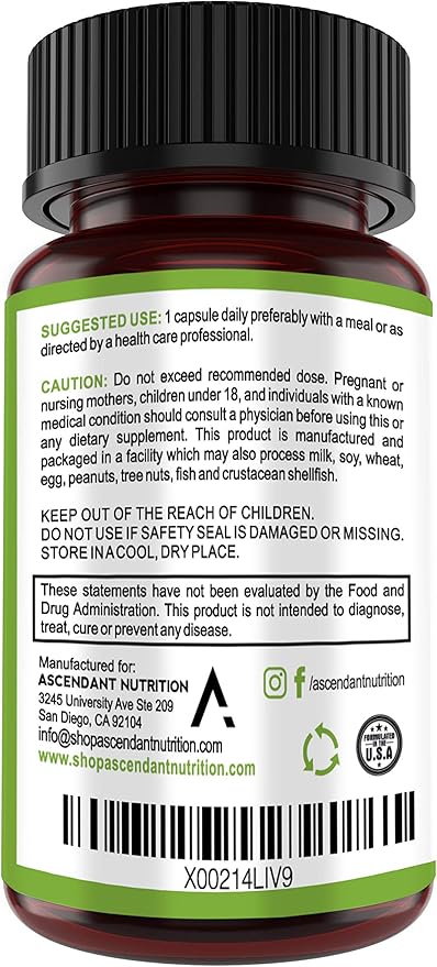 Ascendant Nutrition Bacillus Subtilis Probiotic - 30 Billion CFU Multi-Strain Probiotics for Women and Men - Supports Digestive and Gut Health - 30 Capsules