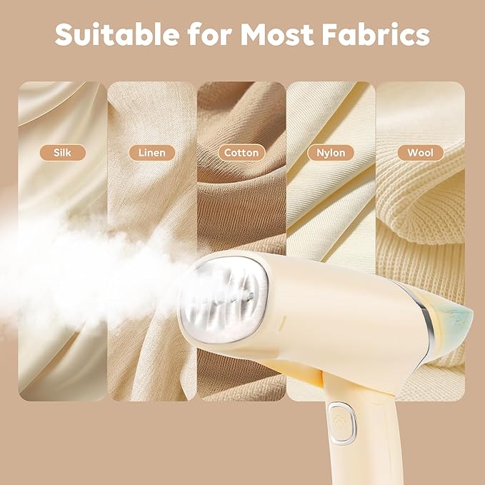 Portable Steamer for Clothes, 25s Fast Heat-up, 1000W Travel Steam Iron Wrinkles Remover with Brush, Foldable Garment Steamer 100ml Water Tank for Home Travel Office (120V Only)