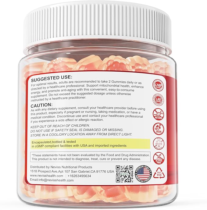 Urolithin A 1000mg Gummies with NAD+, CoQ10, Resveratrol & L-Carnitine – Liposomal Urolithin A+ Supplement for Mitochondrial & Cellular Energy, Muscle & Healthy Aging – High Absorption – Vegan, 60ct
