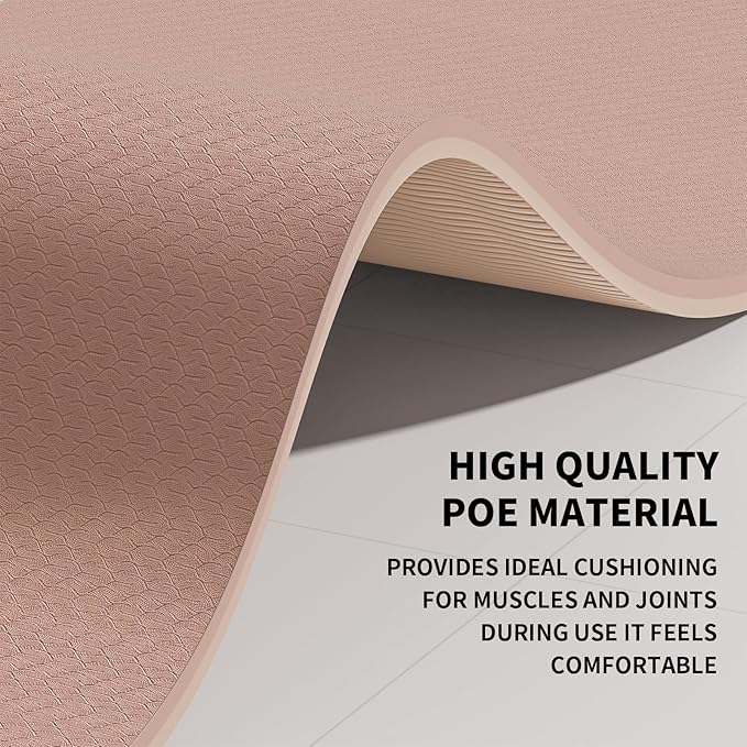 8mm Large Yoga Mat (6'x 4') - Extra Long and Wide 72 x 48 x 0.32 inches, Non-Slip POE Fitness Mat, Eco-Friendly, Thick Wide Exercise Mat for Home Workouts,Ideal for Yoga and Pilates.