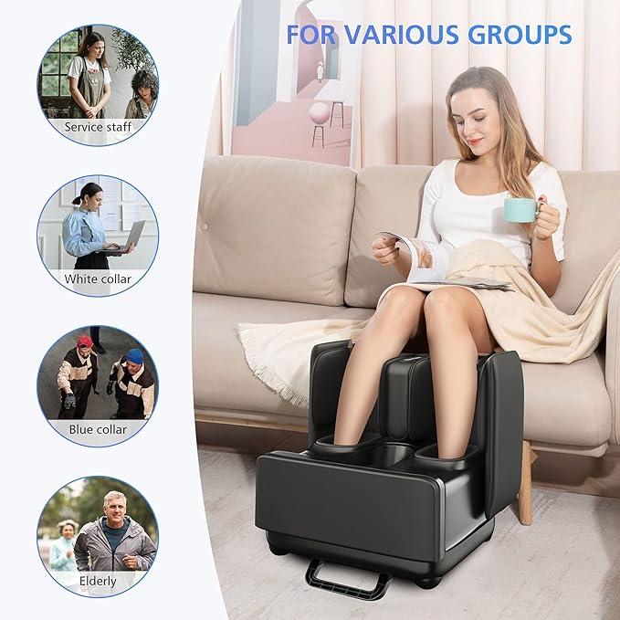 COMFIER 2 in 1 Foot Massager Machine,Shiatsu Foot and Calf Massager with Heat,Kneading,Vibration,Compression Massagers for Feet,Ankle,Leg,Tired Muscles & Plantar Fasciitis,Gift for Men Women