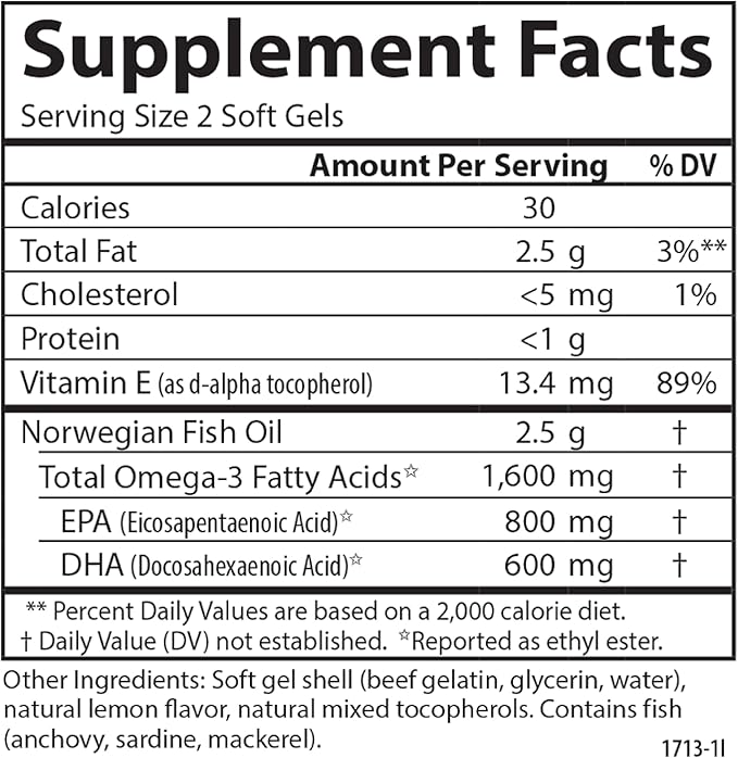 Carlson Elite Omega-3 Gems, 1600 mg Omega-3 with EPA & DHA, Lemon Flavor, 240 Softgels – Wild-Caught Norwegian Fish Oil, Sustainably Sourced