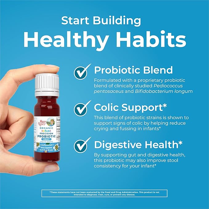 MaryRuth Organics Baby Probiotic Drops | Liquid Precision Probiotics for Digestive Health | Colic Calm | Occasional Colic Baby Relief | USDA Organic | Vegan | Baby Essentials| 30 Servings