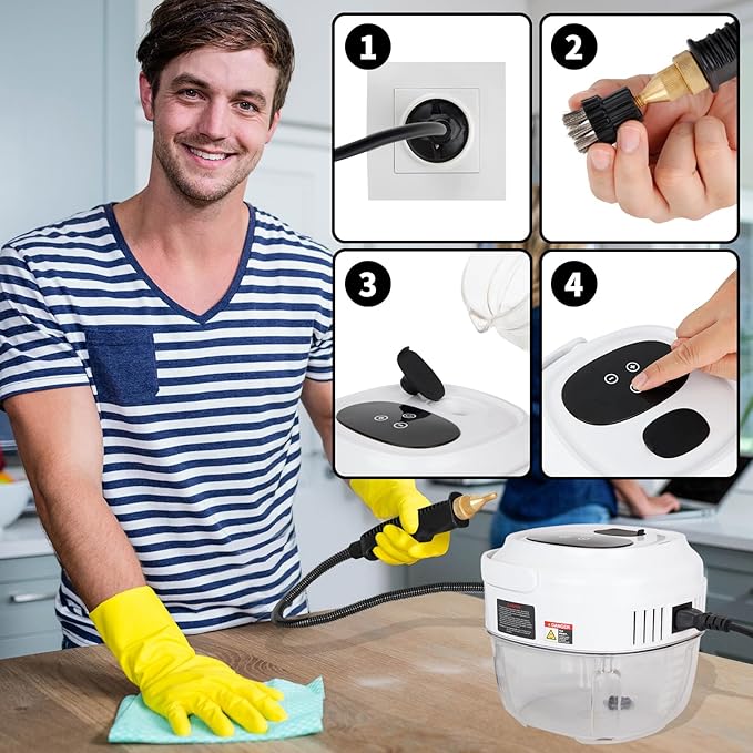 Steam Cleaner,10s Heat-Up,1.5L Tank,6 Level Adjustable Steamer,2800W Steamer for Cleaning,Portable Handheld Steamer with 12PCS Accessories,Suit for Home,Car,Dirt,Grease,Grout,Tile,Couch