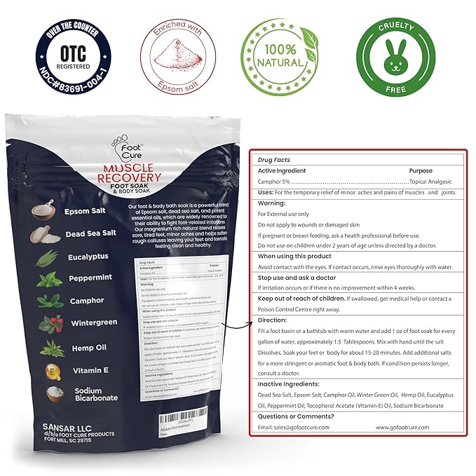 Foot Soak with Epsom Salts – All-Natural Blend for Relaxing Foot Care – Softens Calluses & Refreshes Feet – Invigorating Scent, Spa Pedicure, Made in USA – 16oz (Pack of 1)