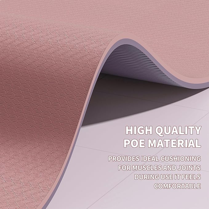 8mm Large Yoga Mat (6'x 4') - Extra Long and Wide 72 x 48 x 0.32 inches, Non-Slip POE Fitness Mat, Eco-Friendly, Thick Wide Exercise Mat for Home Workouts,Ideal for Yoga and Pilates.