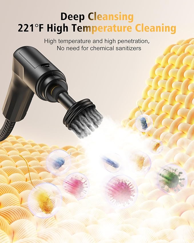 1600MLHandheld Steam Cleaner,2500W Portable Steam Cleaner 3-Speed Adjustable Handle,High-Temperature steamer for Car,Home kitchens,Camping