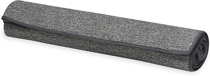 Gaiam Yoga Towel - Mat Sized Active Dry Non Slip Moisture Wicking Sweat Absorbent Microfiber Hot Yoga Towel for Women & Men | Stay-Put Corner Pockets (70" Long x 26" Wide), Grey
