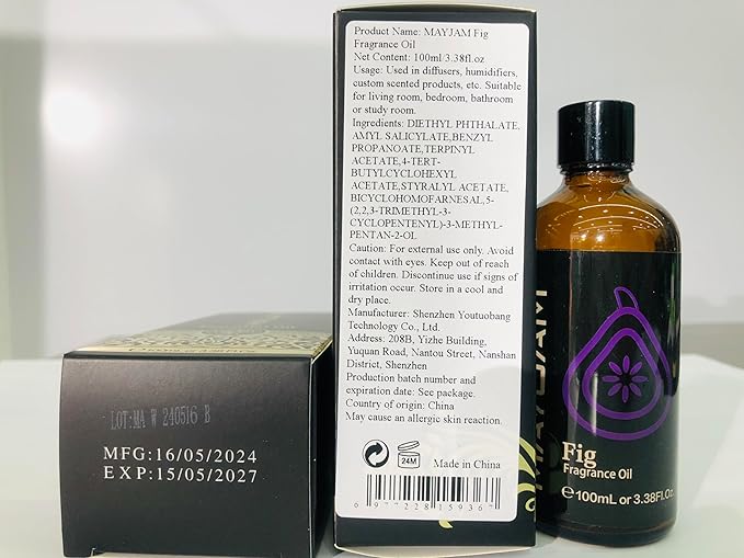 100ML/3.38FL.OZ Fig Fragrance Oils with Glass Dropper, Essential Oils for Diffusers for Home, Long Lasting Scented Oils for Diffusers Soap Candle Making