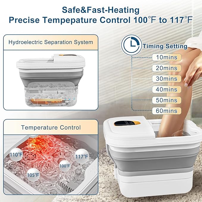 Collapsible Foot Spa Bath with Heat, Motorized Massager, Touch Screen, Foot Pedicure Kit, Temperature Control, Pedicure Foot Spa, Foot Bath