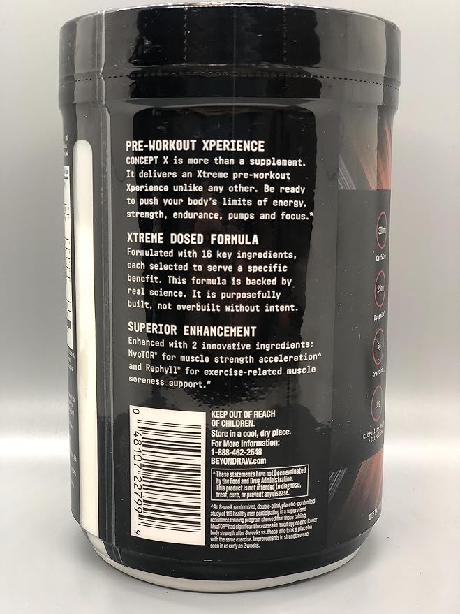BEYOND RAW Concept X, Clinically Dosed Pre-Workout Powder, Contains Caffeine, L-Citrulline, Creatine, and Beta-Alanine, Gummy Worm Flavor, 20 Servings
