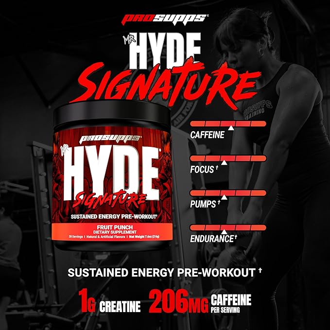 PROSUPPS Mr. Hyde Signature Pre Workout Powder with Creatine, Beta Alanine & Caffeine - Performance, Energy & Endurance - Clean Fitness & Gym Supplements for Men & Women (Fruit Punch, 30 Servings)