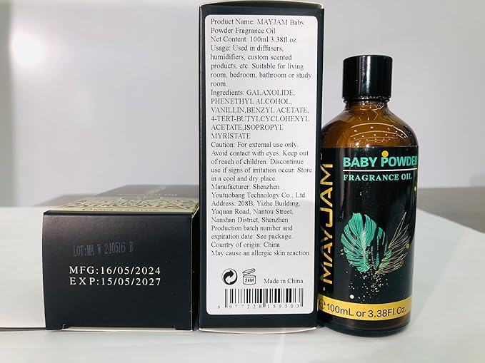 100ML/3.38FL.OZ Baby Powder Fragrance Oils with Glass Dropper, Essential Oils for Diffusers for Home, Long Lasting Scented Oils for Diffusers Soap Candle Making