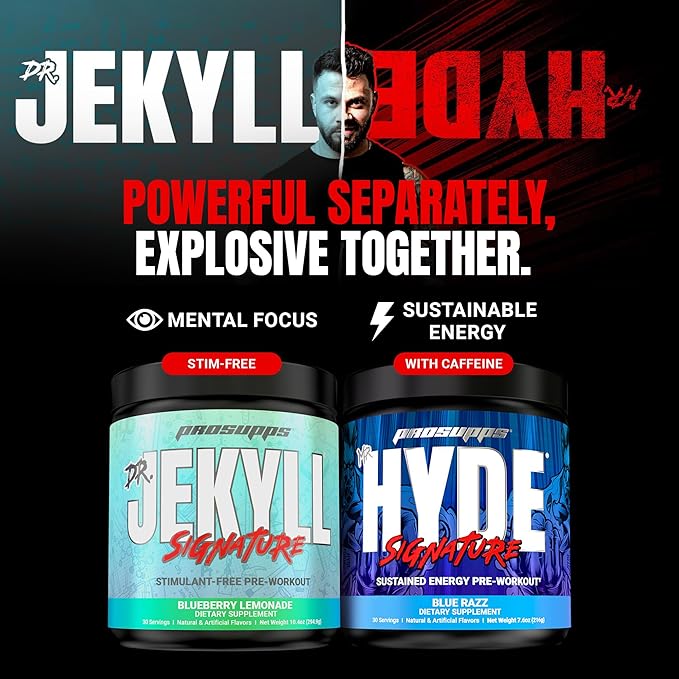 PROSUPPS Mr. Hyde Signature Pre Workout Powder with Creatine, Beta Alanine & Caffeine - Performance, Energy & Endurance - Clean Fitness & Gym Supplements for Men & Women (Blue Razz, 60 Servings)
