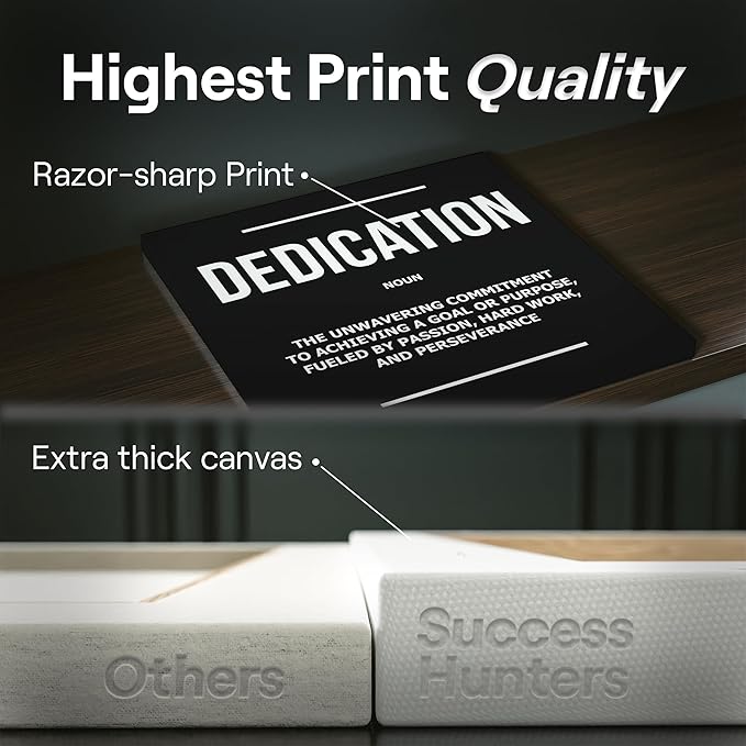 6X Motivational canvas, wall art for bedroom and office, inspirational black and white canvas poster, motivational poster set, decor bundle for home, wall pictures for living room (6x - 20 X 20 in)