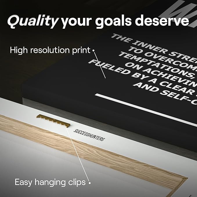 6X Motivational canvas, wall art for bedroom and office, inspirational black and white canvas poster, motivational poster set, decor bundle for home, wall pictures for living room (6x - 12 X 12 in)