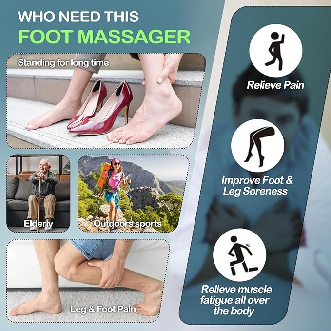 EMS Foot Massager Mat Back Massager for Neuropathy Pain Relief Electric Legs Feet Stimulator Machine Acupressure Pad with Remote Control