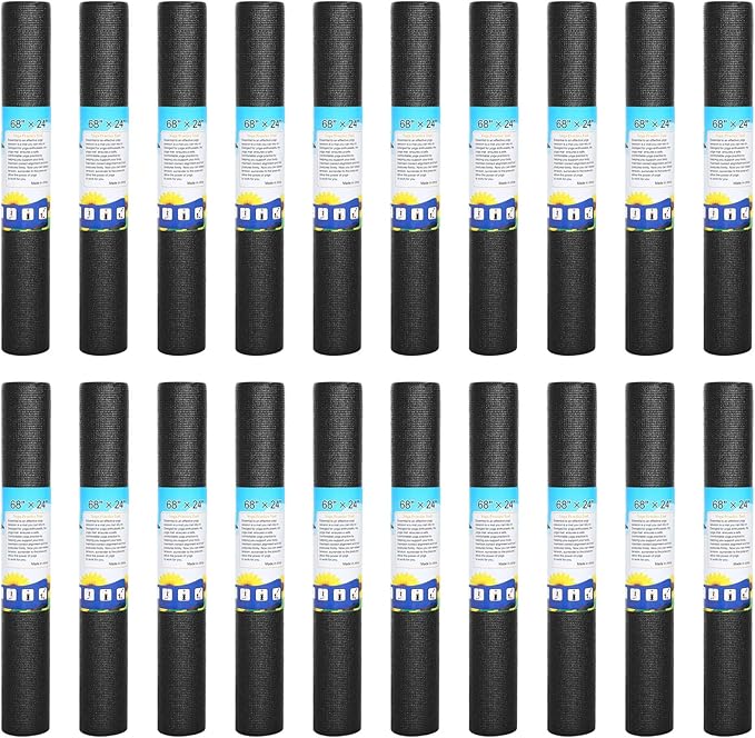Riakrum 20 Pieces Exercise Yoga Mat Workout Mat with Strap 68 x 24 Inch Fitness Gym Mat Yoga Mat Non Slip for Women Men Gym Home Supplies(Black)