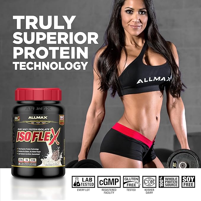 ALLMAX Nutrition - ISOFLEX Whey Protein Powder, Whey Protein Isolate, 27g Protein, Chocolate Mint, 2 Pound