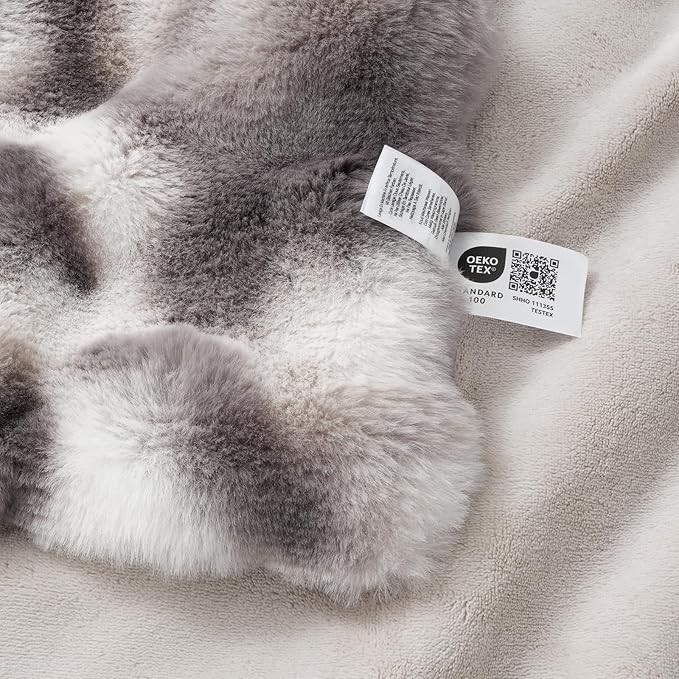 Amélie Home Faux Fur Throw Blanket for Couch, Fuzzy Soft Plush Thick Bubble Blanket for Sofa Bedroom Living Room, 50"x60" Inches, Tie-dye Grey