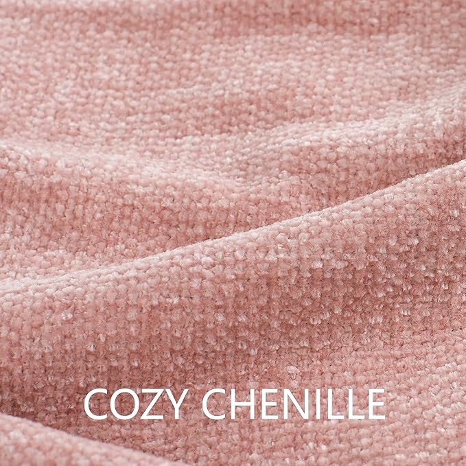 Chenille Throw Blanket for Couch 50"X 60", Soft Cozy Throws with Fringe Tassel for Bed Sofa Chair Cover, Lightweight Knitted Decorative Boho Blankets for Living Room, Dusty Pink