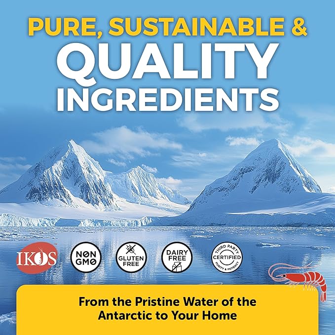 Viva Naturals Antarctic Krill Oil Omega 3 Supplements 1250 mg - DHA EPA Omega-3 & Astaxanthin Concentration for Joint Health, No Fish Burp - 60 Krill Oil Capsules