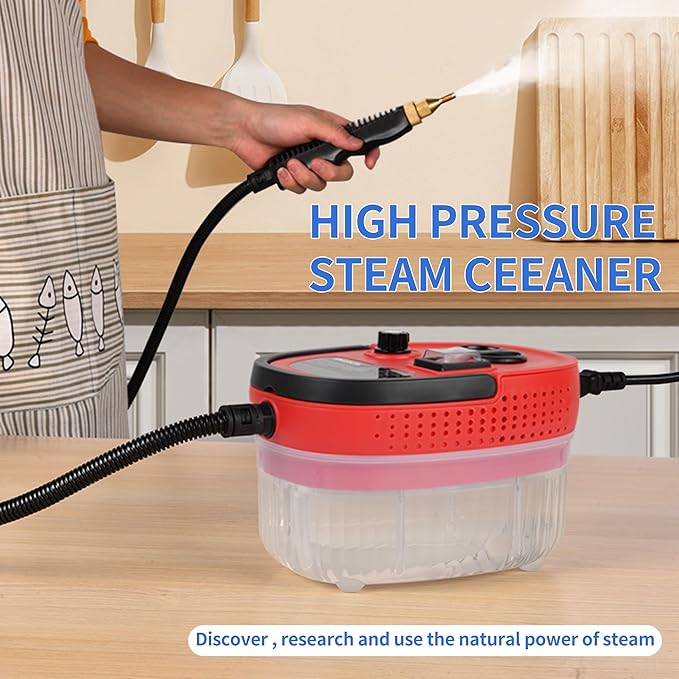 Handheld Steam Cleaner Portable High-pressure Steam Cleaner with 3 Brushes and 1 Glass Scraper Quickly Generates High-temperature Steam to Deeply Clean Kitchens and Car Seats