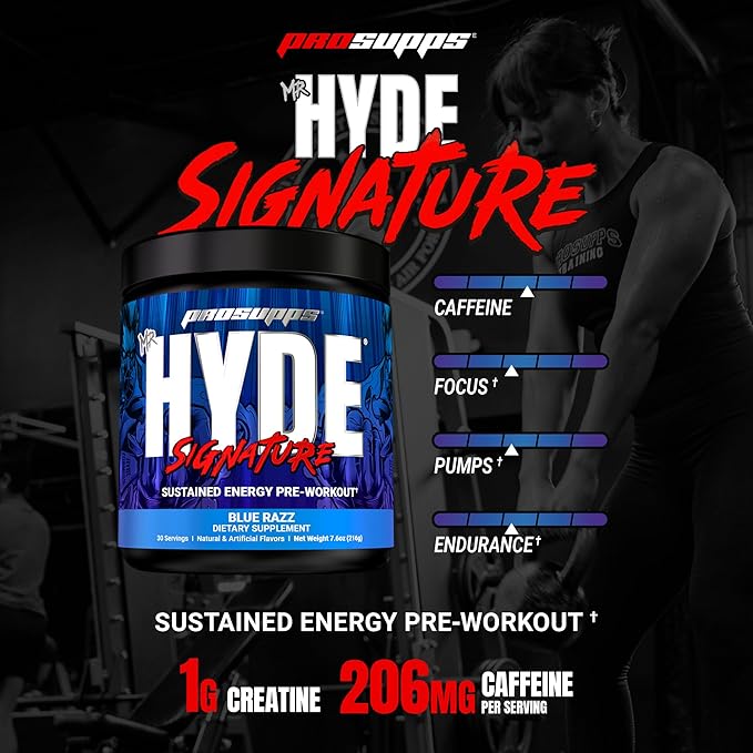 PROSUPPS Mr. Hyde Signature Pre Workout Powder with Creatine, Beta Alanine & Caffeine - Performance, Energy & Endurance - Clean Fitness & Gym Supplements for Men & Women (Blue Razz, 30 Servings)