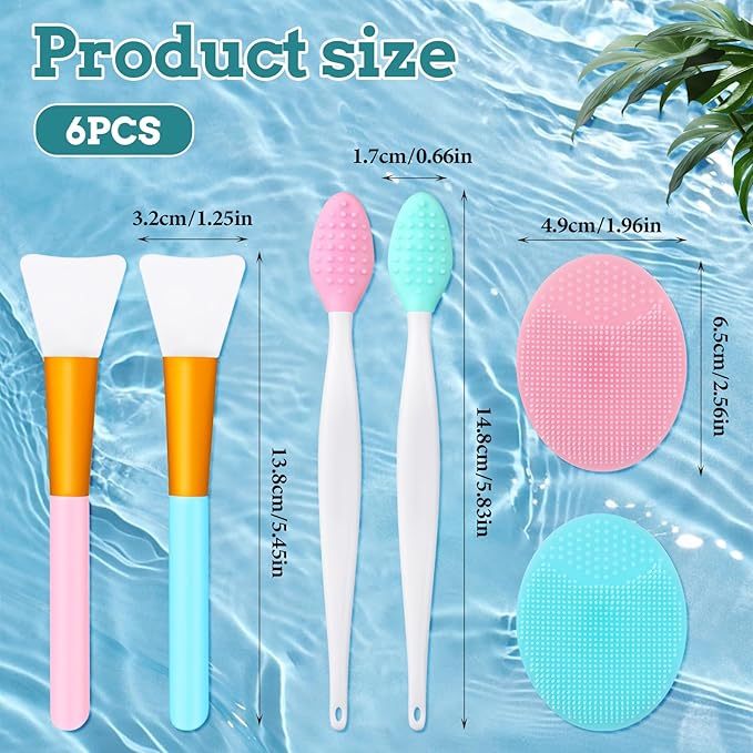 6 Pack Silicone Face Scrubber Brush Set Exfoliator Blackhead Skin Care Tool for Women Men 2 Pack Exfoliating Lip Brush 2 Pcs Face Scrubber 2 Pcs Silicone Faces Mask Brushes