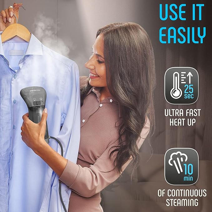 Best Steamer for Clothes, Hand Held Portable Travel Garment Steamer, Metal Steam Head, 25s Heat Up, Pump System, Mini Size, Handheld Steamer for Any Fabrics, No Water Spitting (120, Volts)