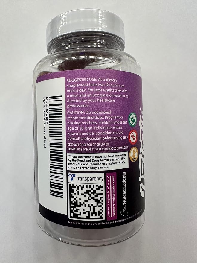 Clean Nutra Vbiotic Gummies, Cranberry, Horsetail, D-Mannose, UVA-Ursi, Probiotic Blend, Enzyme Blend, 60 Count (2)